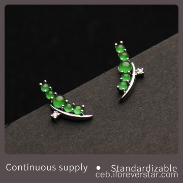 Berde nga kolor nga jadeite stud earrings